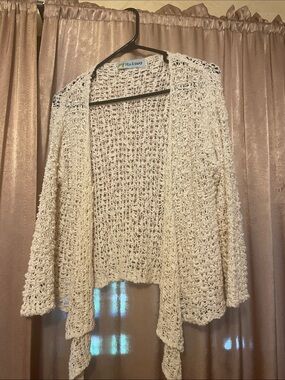 Open Weave Cream Cardigan Sweater